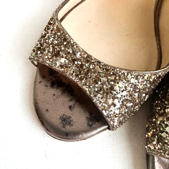 Jimmy Choo Bronze Glitter Emily Heels 35 - Picture 5 of 10